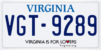 VA license plate VGT9289