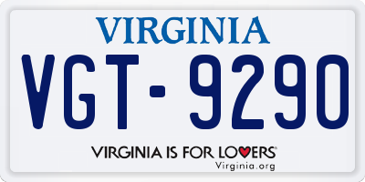 VA license plate VGT9290