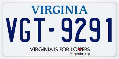 VA license plate VGT9291
