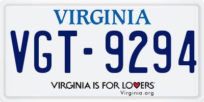 VA license plate VGT9294