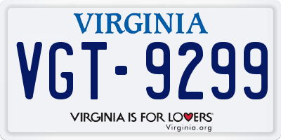 VA license plate VGT9299