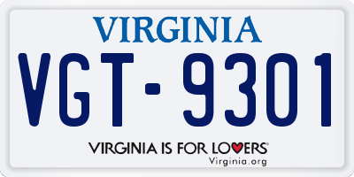 VA license plate VGT9301