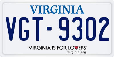 VA license plate VGT9302