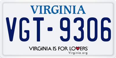 VA license plate VGT9306