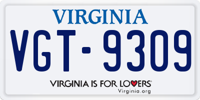 VA license plate VGT9309