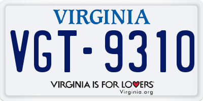 VA license plate VGT9310