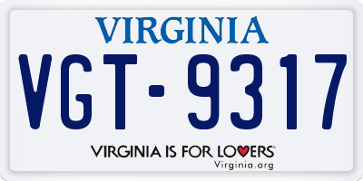 VA license plate VGT9317