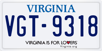 VA license plate VGT9318