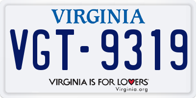 VA license plate VGT9319