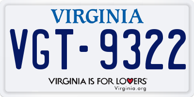 VA license plate VGT9322
