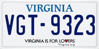 VA license plate VGT9323