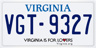 VA license plate VGT9327