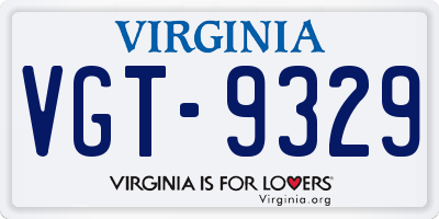 VA license plate VGT9329
