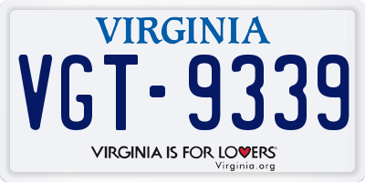 VA license plate VGT9339