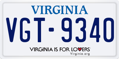 VA license plate VGT9340