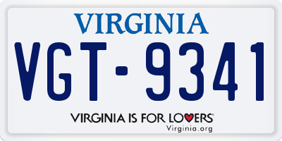 VA license plate VGT9341