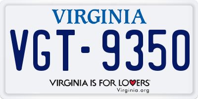 VA license plate VGT9350