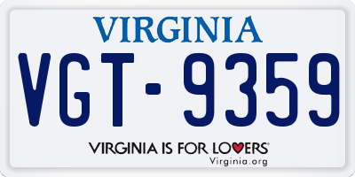 VA license plate VGT9359
