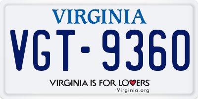 VA license plate VGT9360
