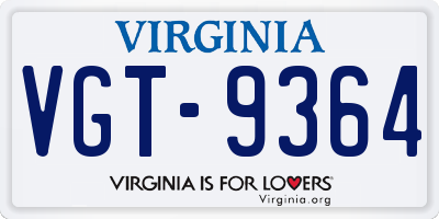 VA license plate VGT9364