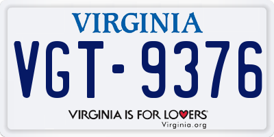 VA license plate VGT9376
