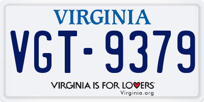VA license plate VGT9379