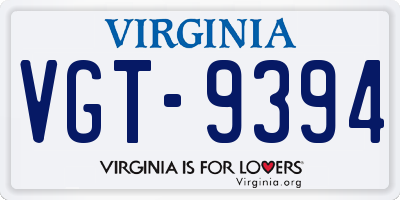 VA license plate VGT9394