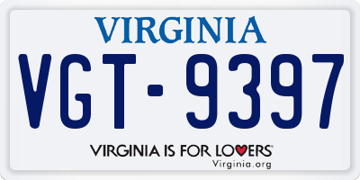 VA license plate VGT9397