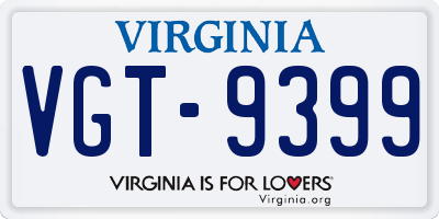 VA license plate VGT9399