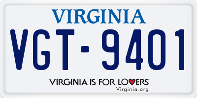 VA license plate VGT9401