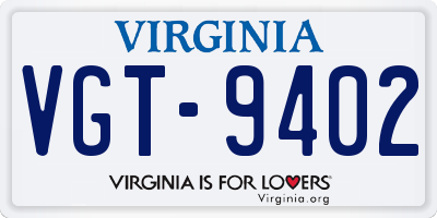 VA license plate VGT9402