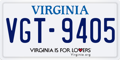 VA license plate VGT9405