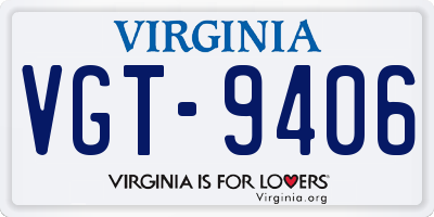 VA license plate VGT9406