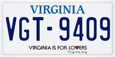VA license plate VGT9409