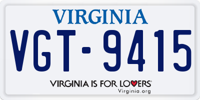 VA license plate VGT9415