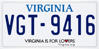 VA license plate VGT9416
