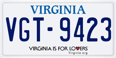 VA license plate VGT9423