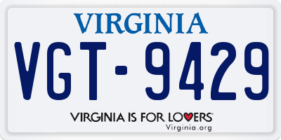 VA license plate VGT9429