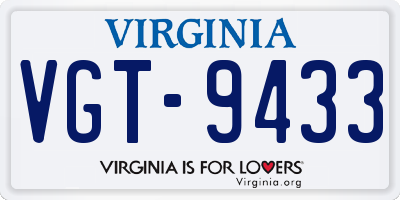 VA license plate VGT9433