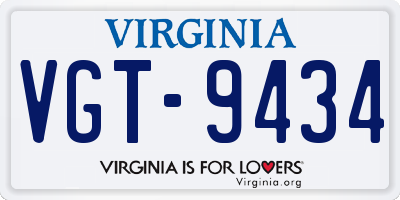 VA license plate VGT9434