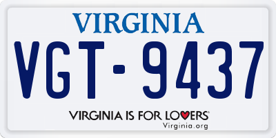 VA license plate VGT9437