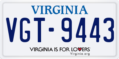 VA license plate VGT9443