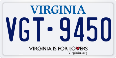 VA license plate VGT9450