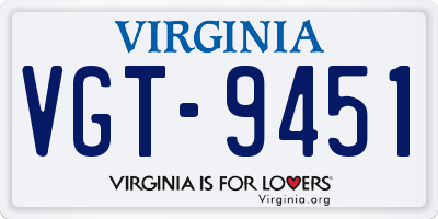VA license plate VGT9451