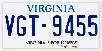VA license plate VGT9455