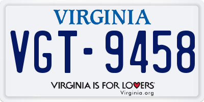 VA license plate VGT9458