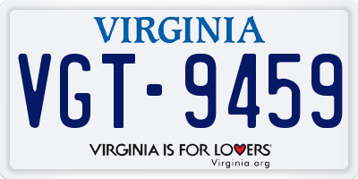 VA license plate VGT9459