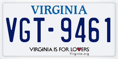 VA license plate VGT9461