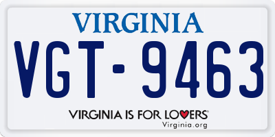 VA license plate VGT9463