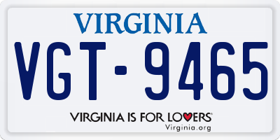 VA license plate VGT9465